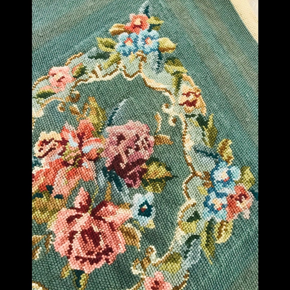 Vintage | Diamond Floral Needlepoint Panel
